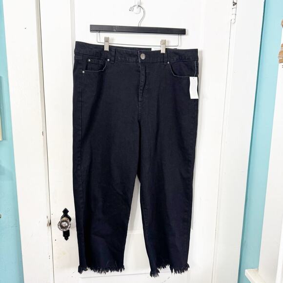 INC International Concepts Fashion Basics High Rise Crop Black Jeans Raw Hem NWT - Picture 1 of 14